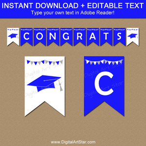 Royal Blue Graduation Banner Personalized Instant Download