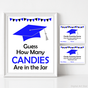 Royal Blue Graduation Candy Guessing Game Sign Template
