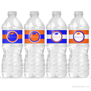 Royal Blue Orange White Graduation Party Decorations Water Bottle Labels