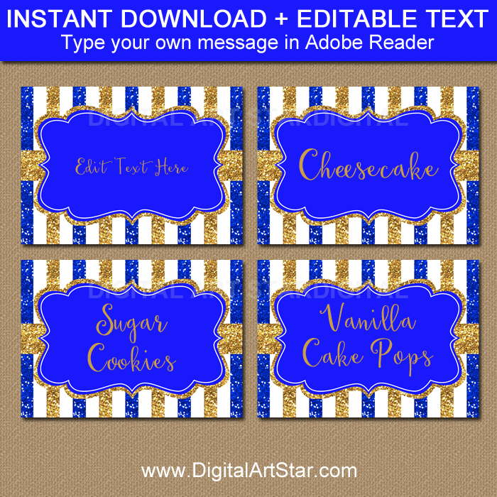 Royal Blue and Gold Baby Shower Printables