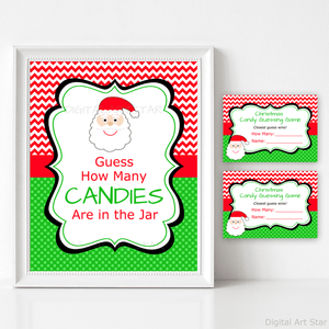 Santa Christmas Candy Jar Guessing Game and Sign Template