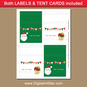 Printable Santa and Elf Food Labels