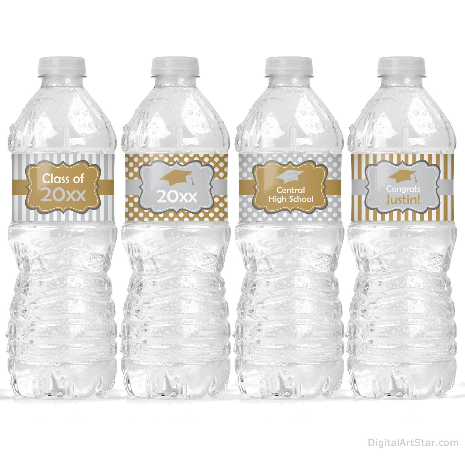 Silver and Gold Graduation Party Decorations Printable Water Bottle Labels