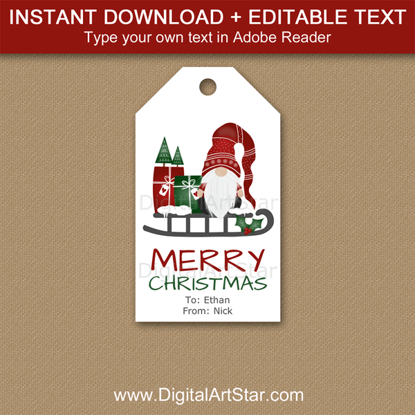 Red and Green Christmas Gnome Address Labels 30 Per Sheet