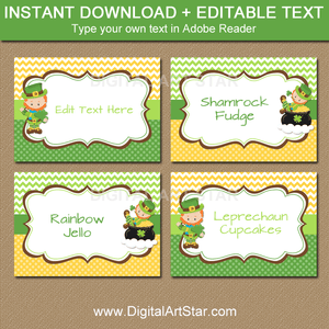 St Patrick's Day Food Labels Template with Leprechauns