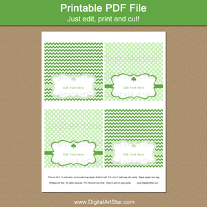 Printable St Patricks Day Treat Bag Toppers to Make Party Favor Bags
