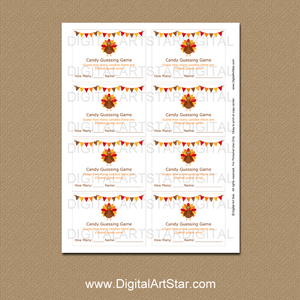 Thanksgiving Candy Guessing Game Printable