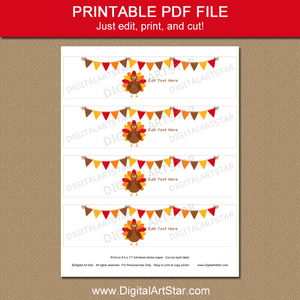 Thanksgiving Water Bottle Labels Printable Template