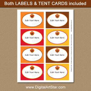 downloadable Thanksgiving candy buffet labels