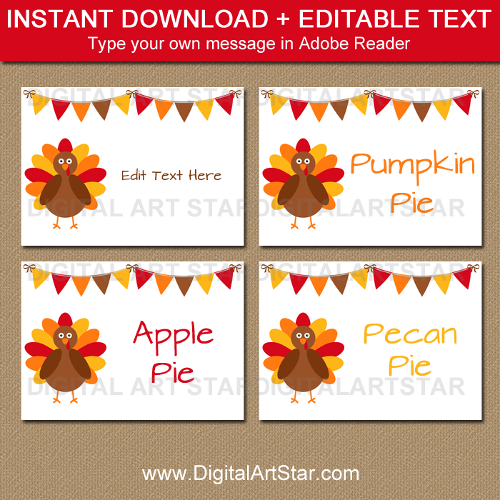 Thanksgiving Food Signs with Editable Text