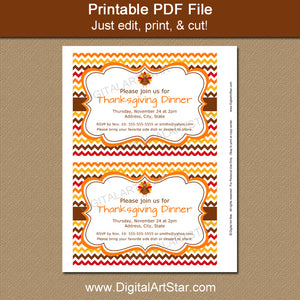 print the Thanksgiving invitation and cut out each invite