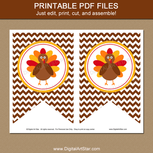 Turkey Banner Printable for Thanksgiving Party Decorations