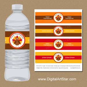 Printable Thanksgiving Water Bottle Labels by Digital Art Star