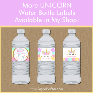 Unicorn Themed Water Bottle Labels Printable Templates