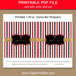 Valentines Day Printable Candy Bar Wrappers Red Black Gold
