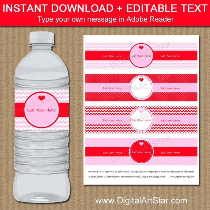 Valentine Water Bottle Labels