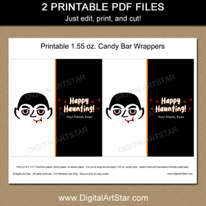 Vampire Candy Bar Wrappers Halloween Favors for Kids