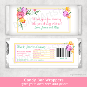 Wedding Favor Chocolate Bar Wrappers Spring Floral