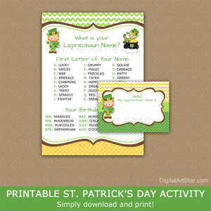 What is Your Leprechaun Name Printable Game for St Patrick's Day