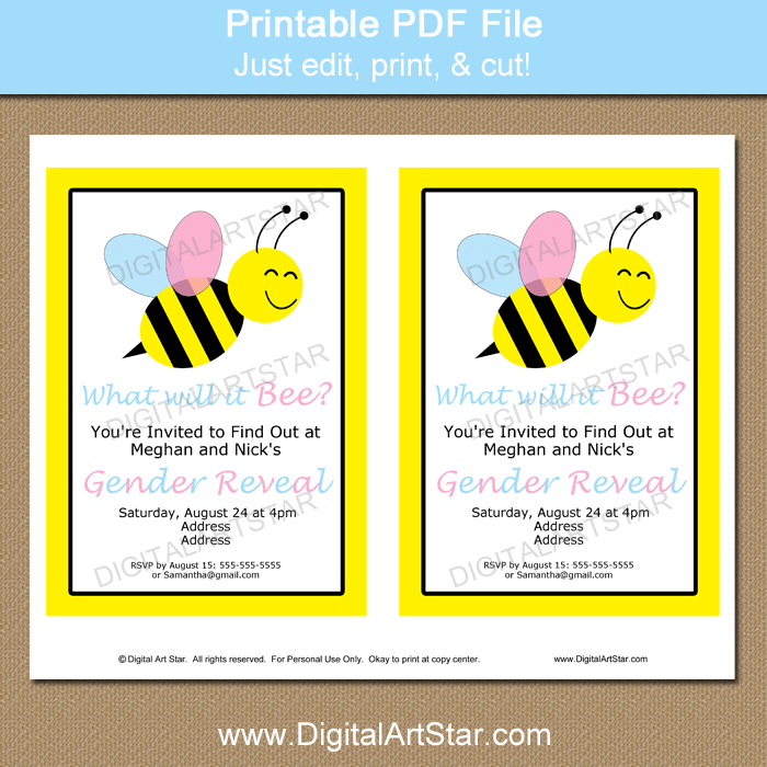 Gender Reveal Print Yourself Party Decorations, Printable Baby Shower  Decoration, Gender Reveal Party Print Yourself, Gender Reveal 