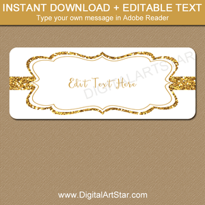 White and Gold Glitter Address Labels Download