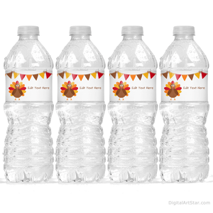 White Thanksgiving Water Bottle Labels Printable