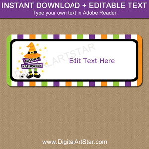 Witch Halloween Address Label Template Editable