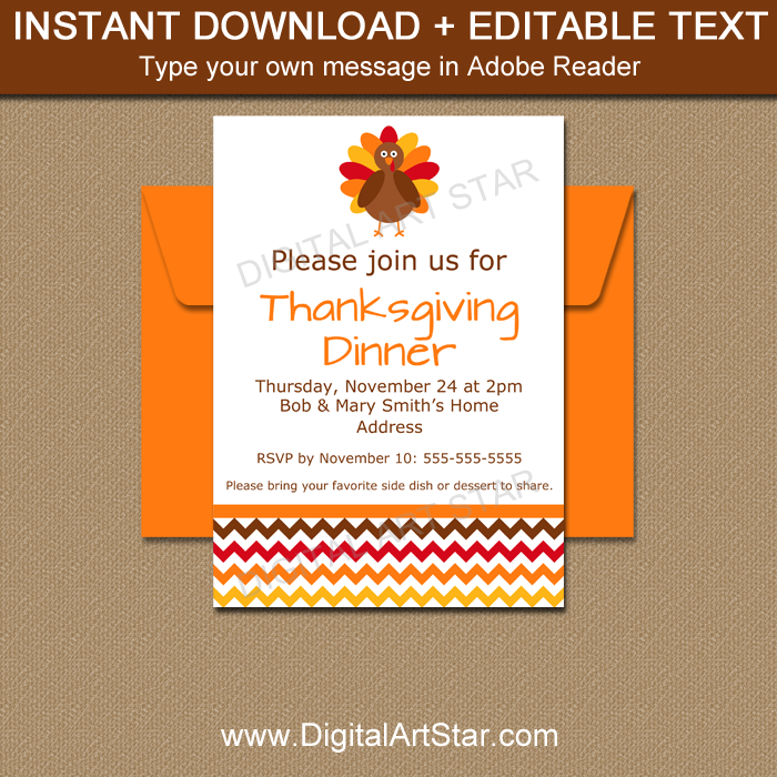 Instant Download Thanksgiving Invites