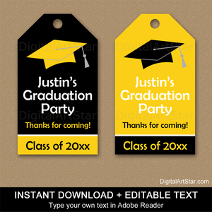 Yellow and Black Graduation Gift Tag Template