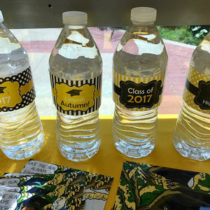 Yellow Black White Graduation Water Bottle Decoration